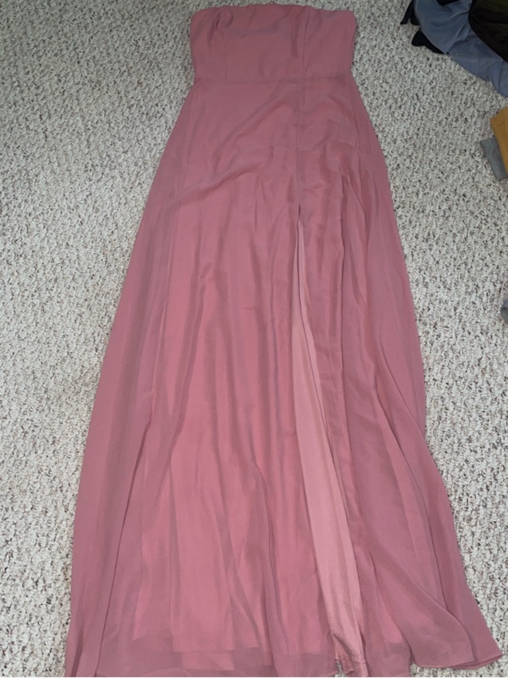 Lulu's Dusty Rose Strapless Chiffon Gown